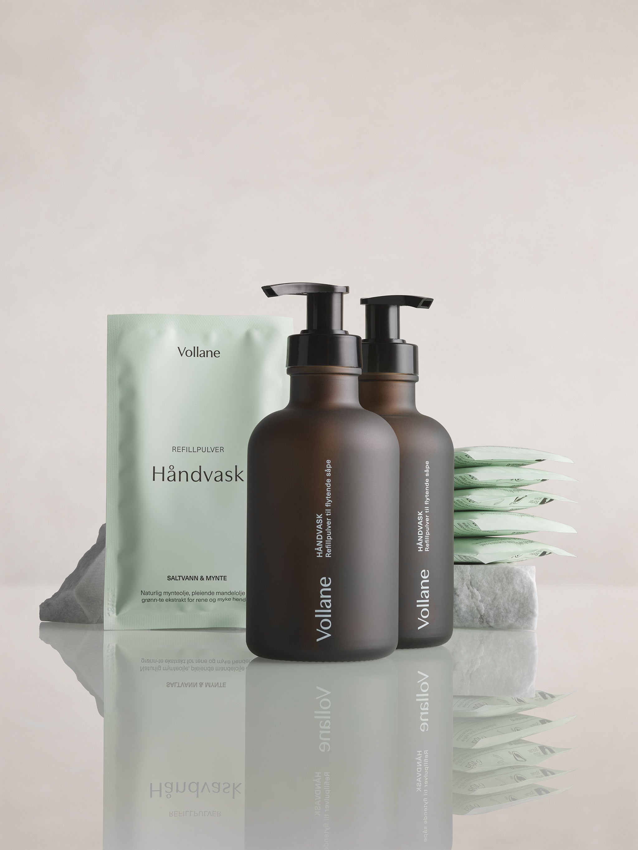 2 Glassflasker + 6 Refillpulver