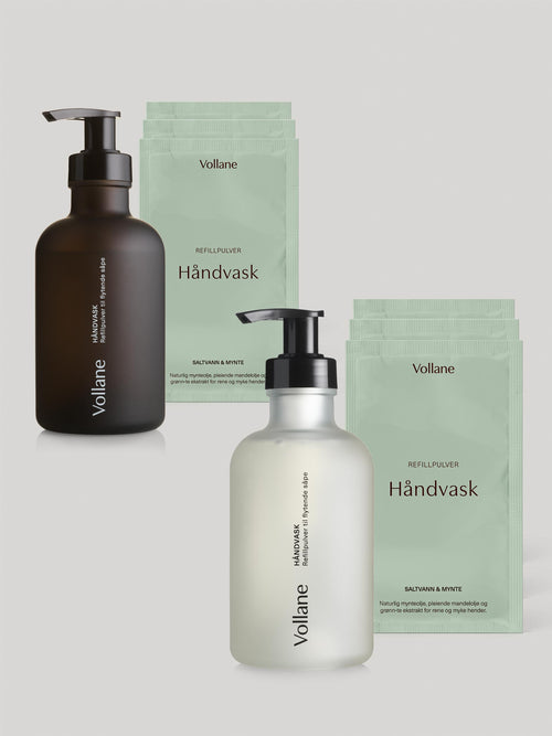 2 Glassflasker + 6 Refillpulver