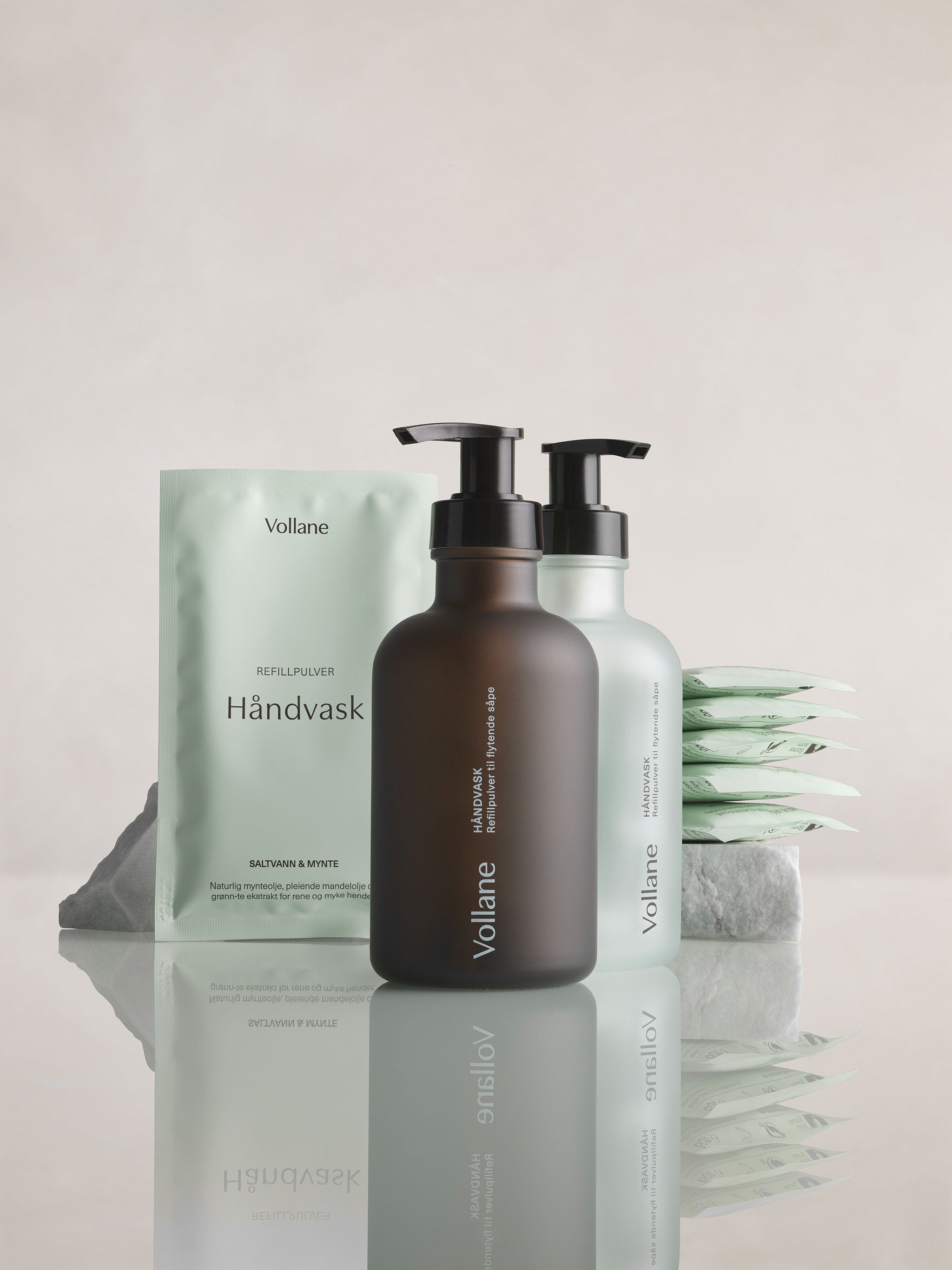 2 Glassflasker + 6 Refillpulver