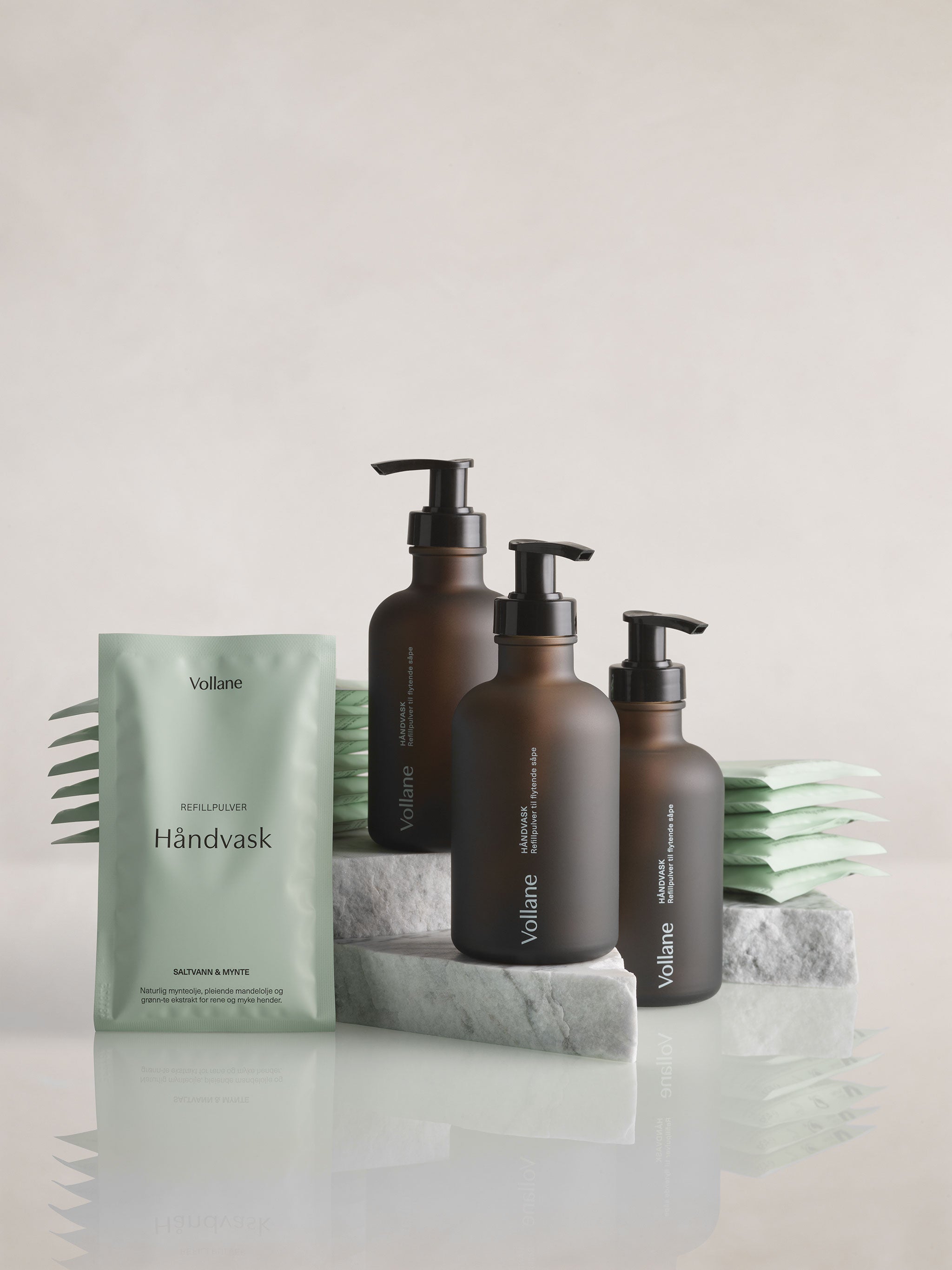 3 Glassflasker + 12 Refillpulver