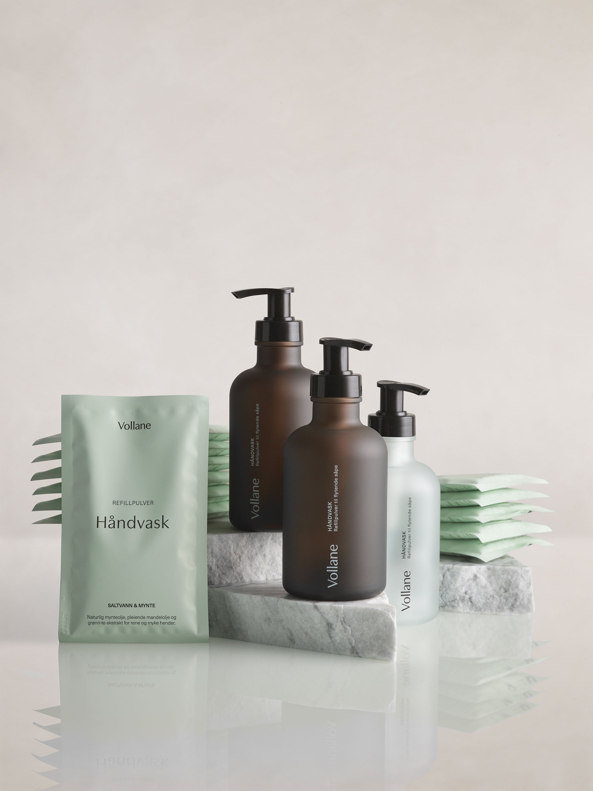 3 Glassflasker + 12 Refillpulver