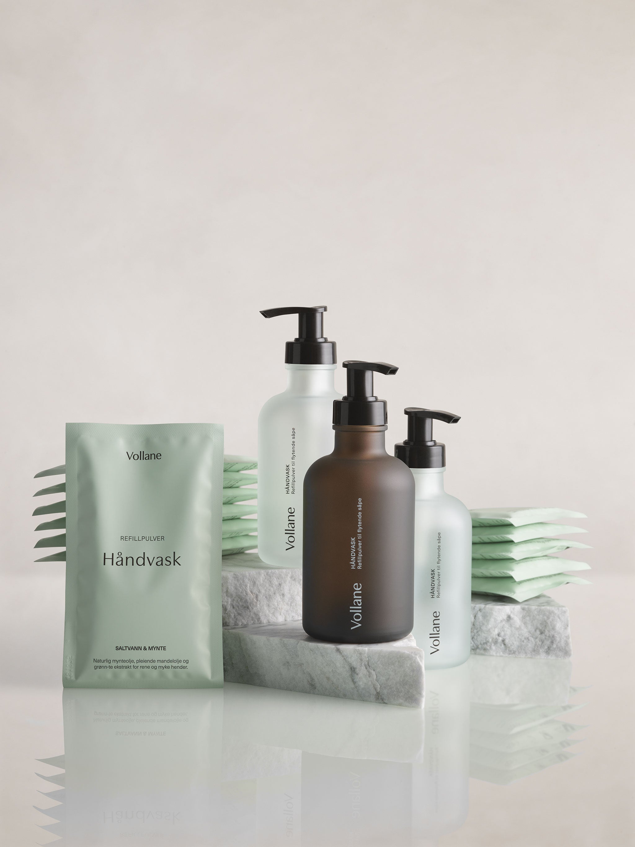 3 Glassflasker + 12 Refillpulver