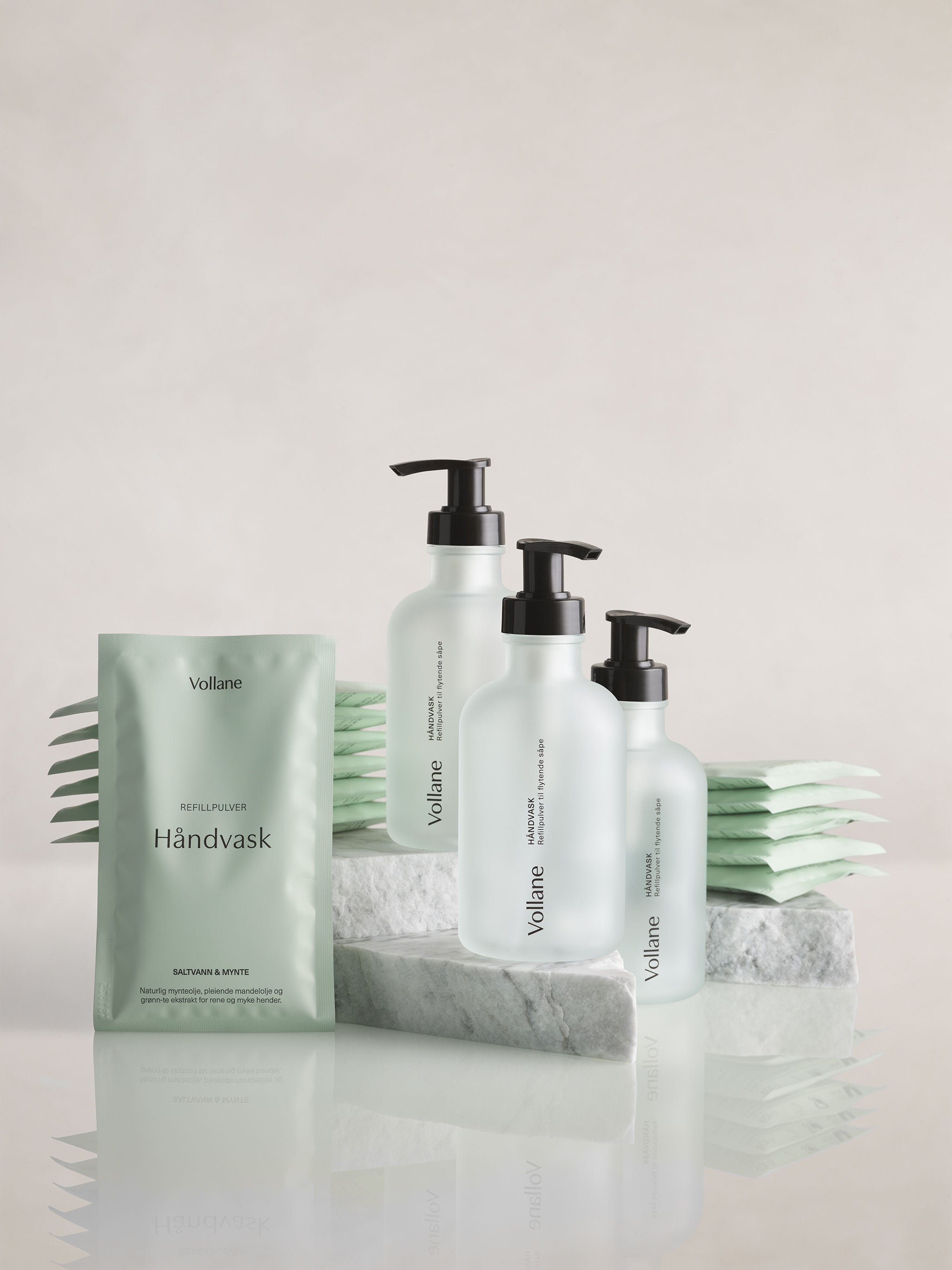 3 Glassflasker + 12 Refillpulver