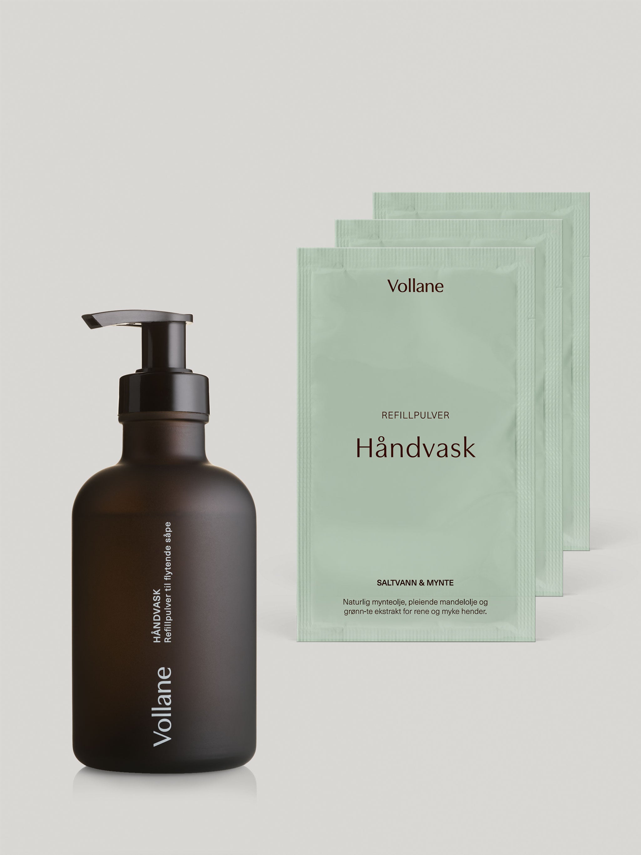 Glassflaske + 3 Pulverrefills