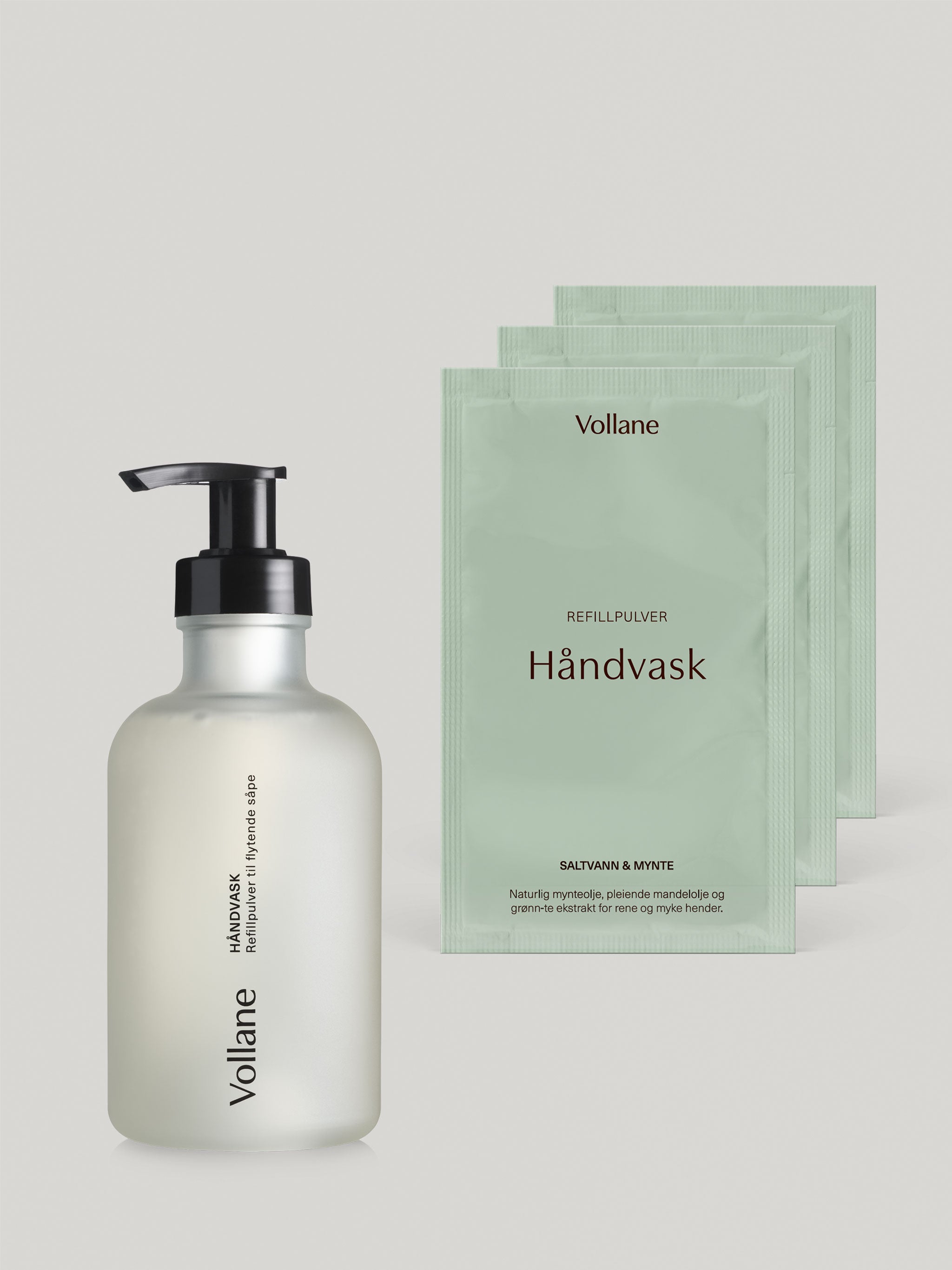 Glassflaske + 3 Pulverrefills